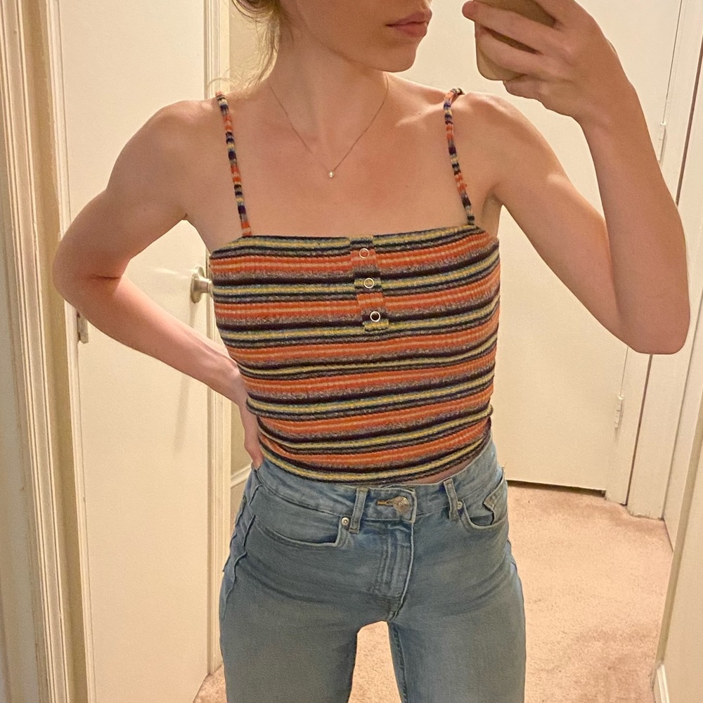 Rainbow stripe knit Bershka cami crop - small